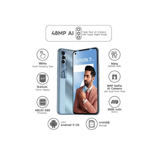 Tecno Spark 7 Pro (Alpes Bleu, 4 Go de RAM 64 Go de stockage) – Image 2