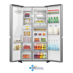Réfrigérateur  Side By Side 4 Portes RS82WS4SB HISENSE 628 Litres Brut Avec Fontaine Inox Inverter Wifi