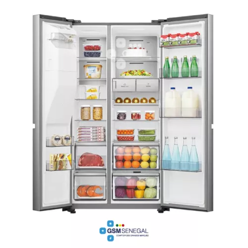 Réfrigérateur  Side By Side 4 Portes RS82WS4SB HISENSE 628 Litres Brut Avec Fontaine Inox Inverter Wifi