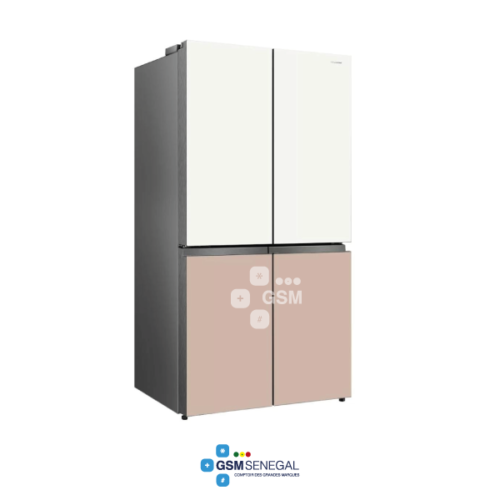 Réfrigérateur side by side HISENSE RC73WC4SW 4 portes 560 litres verre colore